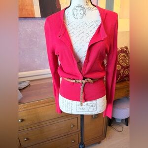 Vintage Moda International Vibrant Ruby Red Cardigan